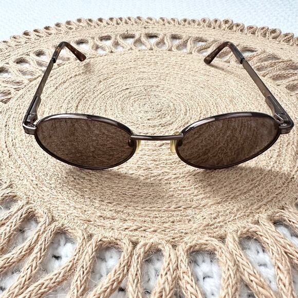 Ralph Lauren Vintage Mini Round Oval Brown Lens Metal Frame Y2K 90s Sunglasses - Picture 5 of 10